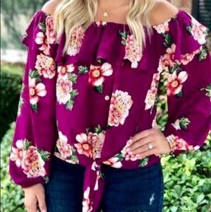 Peach Love Floral Top with Tie